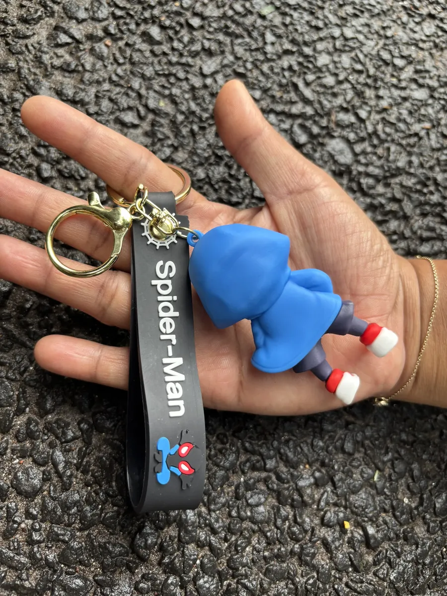 Black Spiderman Blue Hoodie Keychain