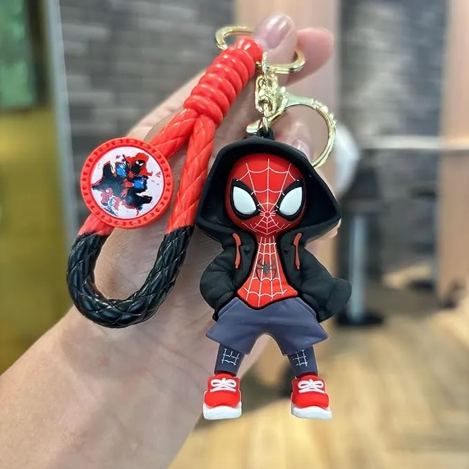Red Spiderman Black Hoodie Keychain