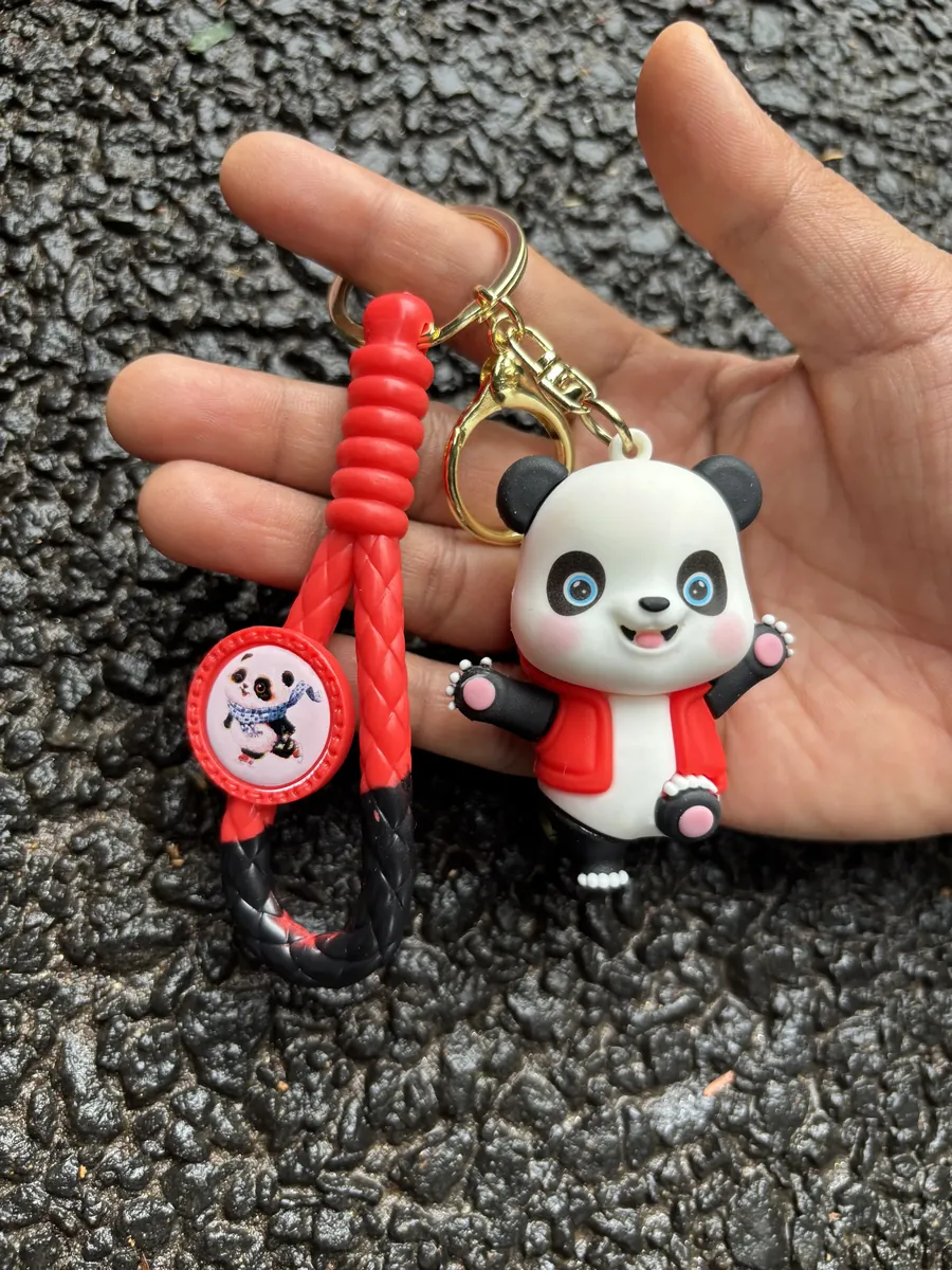 Standing Panda Red Dress Keychain