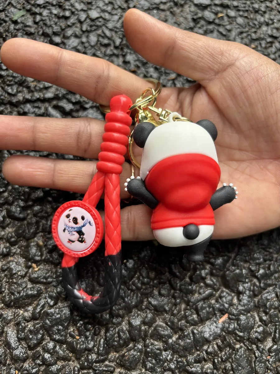 Standing Panda Red Dress Keychain