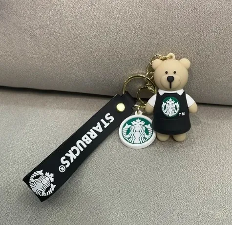 Starbucks Standing Bear in Black Outfit Keychain