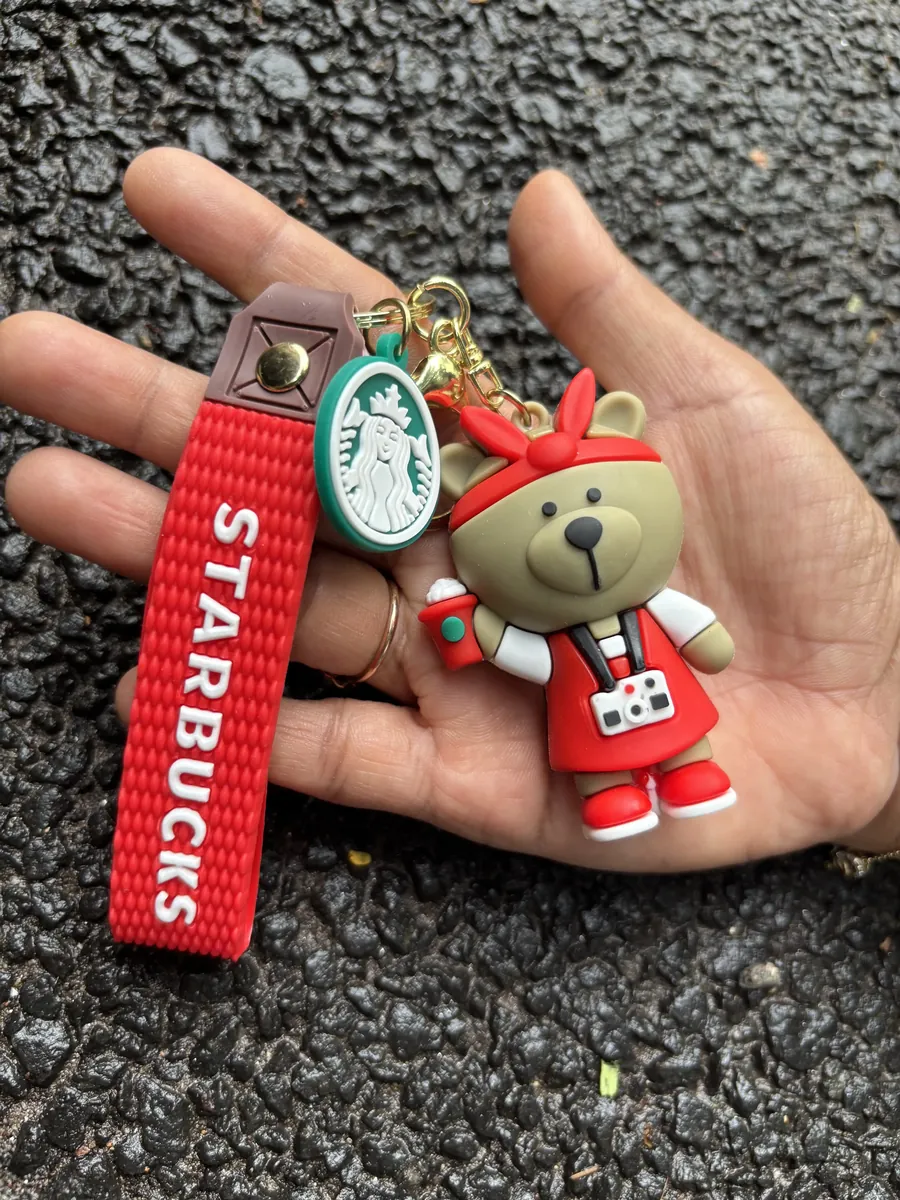 Starbucks Standing Red Bear Keychain