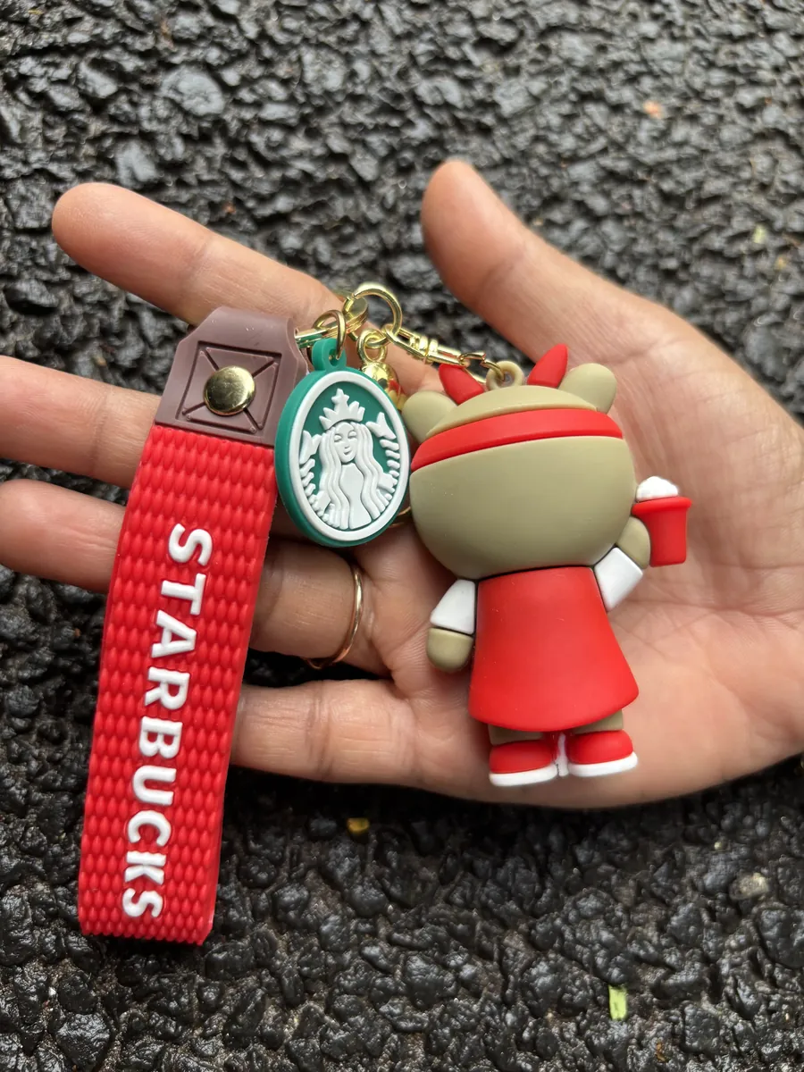 Starbucks Standing Red Bear Keychain