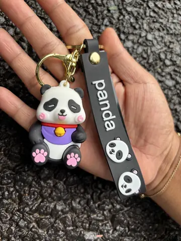 Sitting Panda Purple Dress Keychain